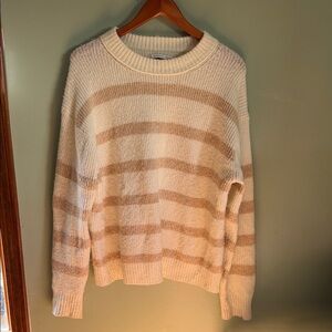 American Eagle Outfitters Cream and Tan Striped Sweater